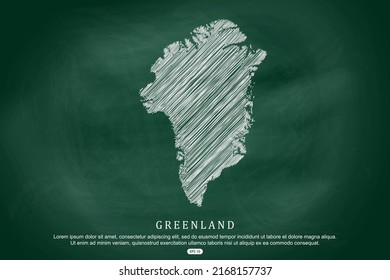 Mapa de Groenlandia - Mapa Mundial Plantilla vectorial internacional con esbozo blanco y estilo escolar antiguo aislado en el fondo del tablero verde - Ilustración vectorial 10