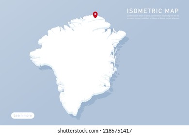 Mapa de Groenlandia - Mapa mundial Planilla vectorial internacional con estilo isométrico que incluye sombra, blanco, color azul aislado en fondo azul para el diseño, infografía - Ilustración vectorial eps 10