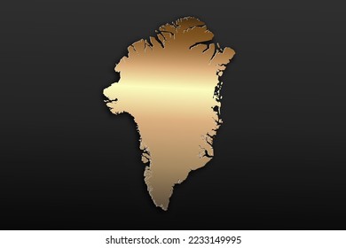 Greenland Map - World map International vector template with 3D, gold luxury style including shadow on black background for design, education, website, infographic - Vector illustration eps 10