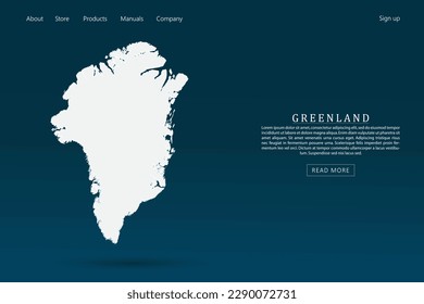 Mapa de Groenlandia - Mapa mundial plantilla vectorial internacional con 3d color blanco sobre fondo de color azul oscuro y verde gradiente para diseño de plantillas de sitio web, infografía - Ilustración vectorial eps 10