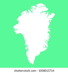 Greenland map-White map on green background. Each city and border has separately. Vector illustration eps 10.