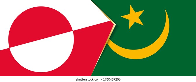 Grönland und Mauretanien sind Flaggen, zwei Vektorfahnen, Symbol für Beziehung oder Konfrontation.