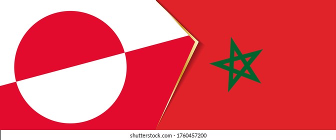 Greenland and Morocco flags, two vector flags symbol of relationship or confrontation.