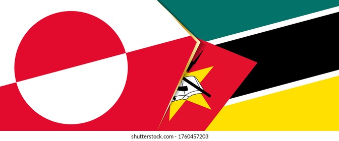 Banderas de Groenlandia y Mozambique, dos banderas vectoriales símbolo de relación o enfrentamiento.