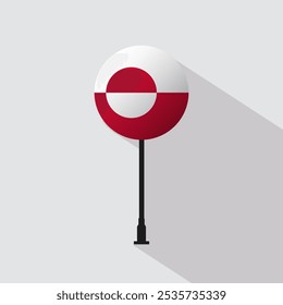 Greenland National Circle Sign Flag Vector Illustration