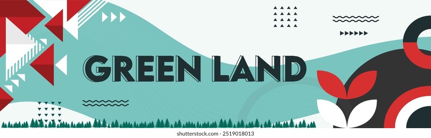 Projeto de banner do dia nacional da Groenlândia. Plano de fundo da web do tema da bandeira gronelandesa. Celebração abstrata, ilustração vetorial abstrata geométrica da bandeira inuíte da Groenlândia.