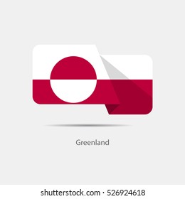 Greenland national flag on a white background with shadow. vector illustration