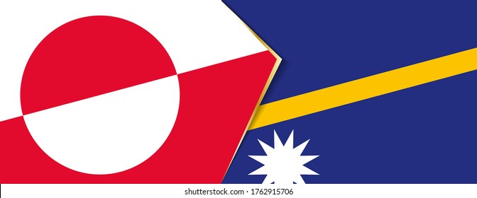 Greenland and Nauru flags, two vector flags symbol of relationship or confrontation.