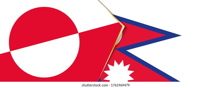 Greenland and Nepal flags, two vector flags symbol of relationship or confrontation.