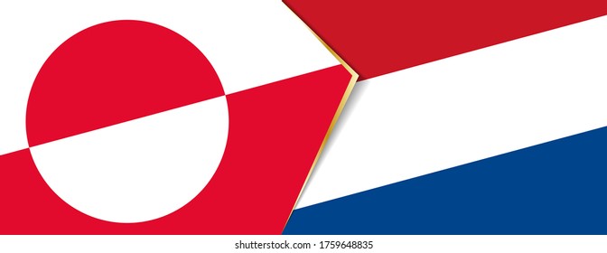 Greenland and Netherlands flags, two vector flags symbol of relationship or confrontation.