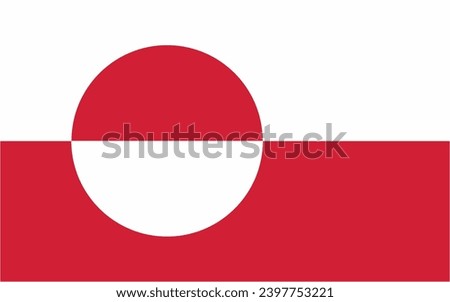 Greenland official flag vector with standard size and proportion. National flag emblem with accurate size and colors.