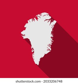Grönland auf rotem Hintergrund, langer Schatten