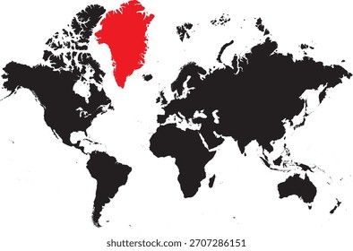 Groenlandia en el mapa mundial Silueta de Vector editable