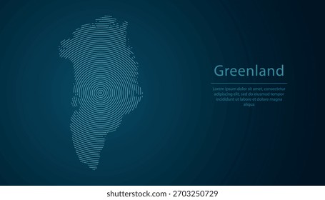 Greenland outline map filled with concentric circles on dark gradient background