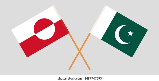 Greenland and Pakistan. Crossed Greenlandic and Pakistani flags