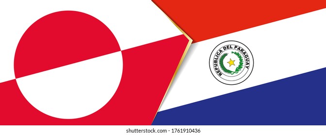 Greenland and Paraguay flags, two vector flags symbol of relationship or confrontation.