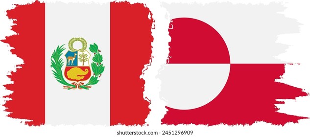 Greenland and Peru grunge flags connection, vector