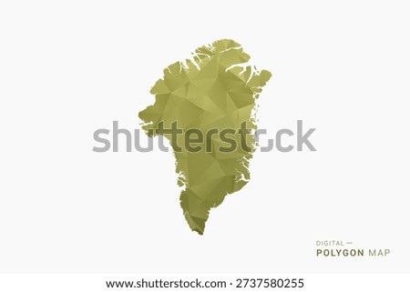 Greenland polygon map vector illustration in low poly geometric style, soft pastel colors with Olive green, clean silhouette on solid background, ideal for infographic.