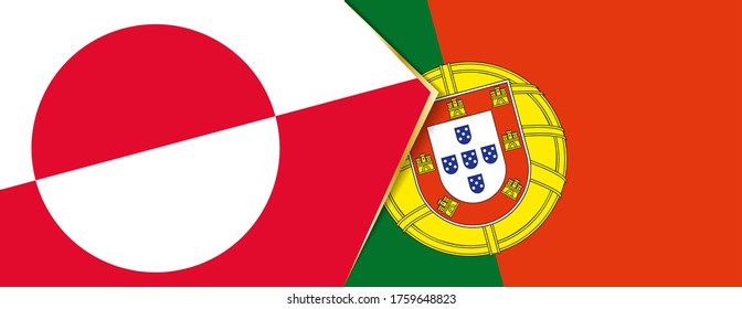 Greenland and Portugal flags, two vector flags symbol of relationship or confrontation.