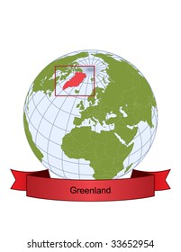 Greenland, position on the globe