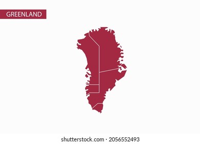 Mapa rojo de Groenlandia vector detallado.