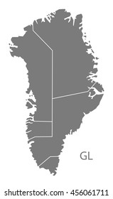 Greenland regions Map grey