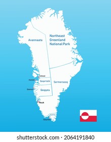 Greenland regions map. Vector illustration