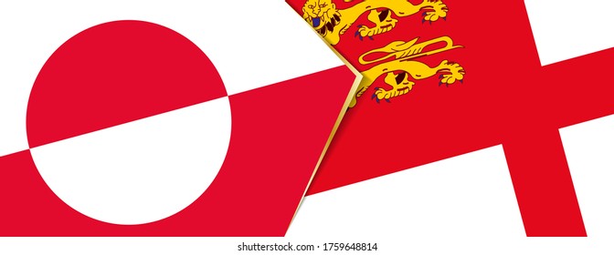 Greenland and Sark flags, two vector flags symbol of relationship or confrontation.