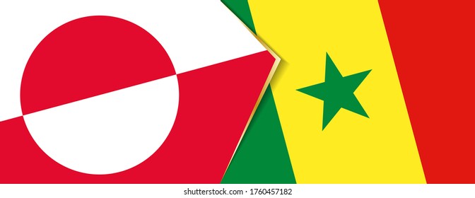 Greenland and Senegal flags, two vector flags symbol of relationship or confrontation.