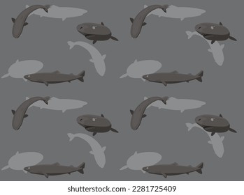 Greenland Shark Cartoon Poses Seamless Wallpaper Background
