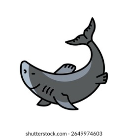 ícone da linha de cores de tubarão da gronelândia para projetos digitais e impressos. Animais árticos. Ícones mínimos de limpeza para aplicativos e sites. Ícones simples modernos para UI UX e branding