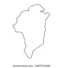 Greenland simplified map.Thin triple pencil sketch outline isolated on white background. Simple vector icon