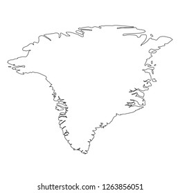 Greenland - solid black outline border map of country area. Simple flat vector illustration.