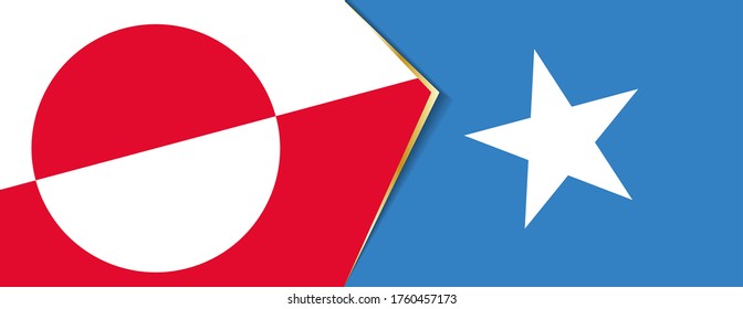 Greenland and Somalia flags, two vector flags symbol of relationship or confrontation.