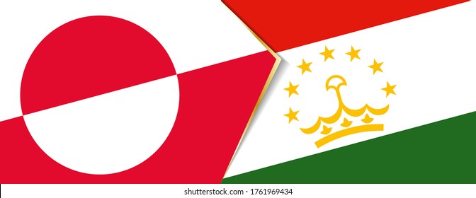 Greenland and Tajikistan flags, two vector flags symbol of relationship or confrontation.