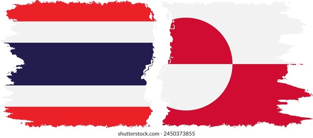 Greenland and Thailand grunge flags connection, vector
