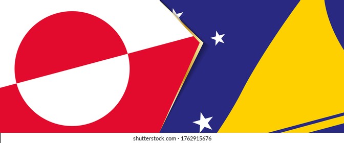 Greenland and Tokelau flags, two vector flags symbol of relationship or confrontation.