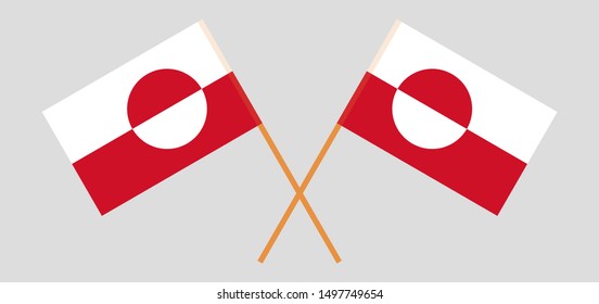 Greenland. Two crossed Greenlandic flags. 