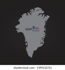 Greenland vector black outline map with caption on white background, Map-Greenland map. Each city and border has separately. Vector illustration eps 10. - Vector