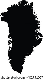 Greenland vector black outline map with caption on white background.