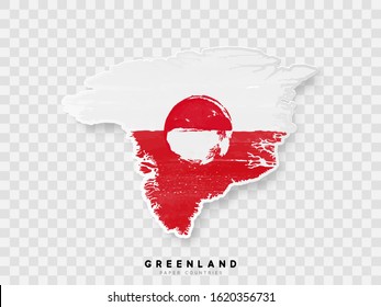Greenland vector flag and map. Painted in watercolor paint colors in the national flag. Isolated on transparent background