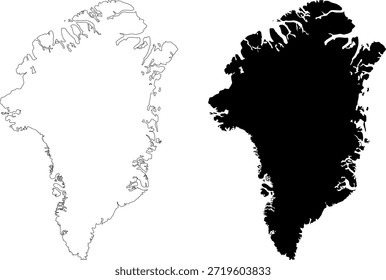Greenland vector infographic map showing country land geography with outline and flat shape art