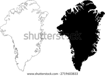 Greenland vector infographic map showing country land geography with outline and flat shape art