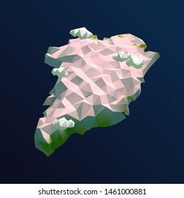 Greenland Vector Low Poly 3D Cartoon Map