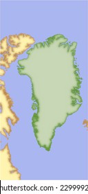 Greenland, vector map. 5 named layers, fully editable.