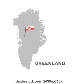 Greenland vector map with the flag inside. Map of the Greenland with the national flag isolated on white background. Vector illustration.