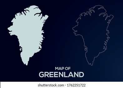 Greenland vector map silhouette isolated. High detailed silhouette illustration. Full Editable Greenland map vector file.