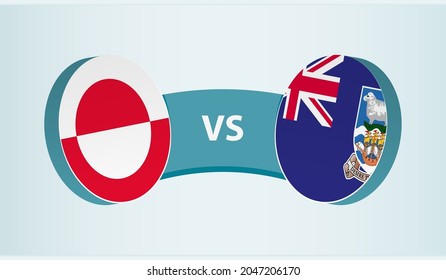 Greenland versus Falkland Islands, team sports competition concept. Round flag of countries.