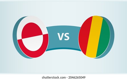 Greenland versus Guinea, team sports competition concept. Round flag of countries.