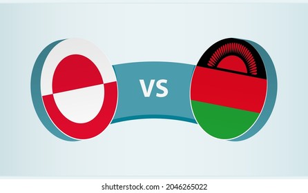 Greenland versus Malawi, team sports competition concept. Round flag of countries.